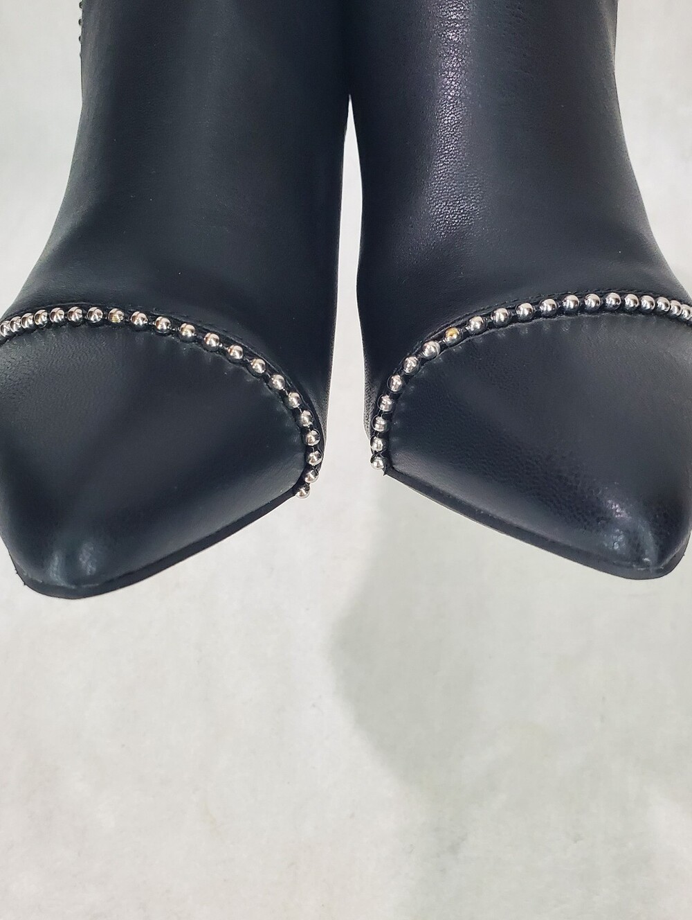 Black studded Women's boots Size 8.5 Silver Studs Edgy Punk Maximalist Rocker - Picture 7 of 10